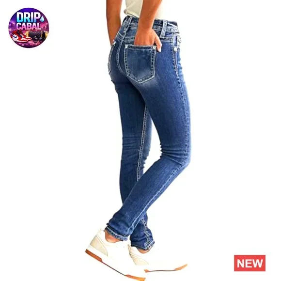 Skinny Leg Jeans Stretchy Tummy Control Mid Rise Butt Lifting Denim